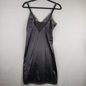 Y2K Women's M Satin Lingerie Slip Dress Black Feminine Dark Fairycore Whimsigoth